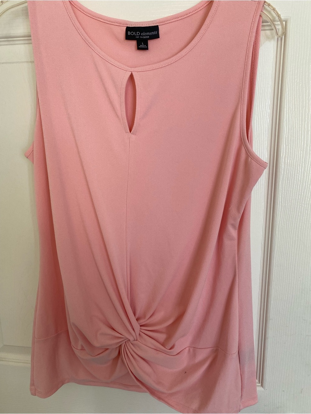 Size L Women’s casual Bold Elements Pink Sleeveless Twist-Front Top - Picture 6 of 7